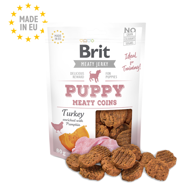 Brit Jerky Snack Turkey Meaty Coins for Puppies