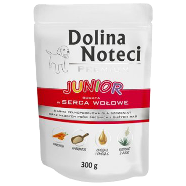 Dolina Noteci Premium Junior z sercami wołowymi