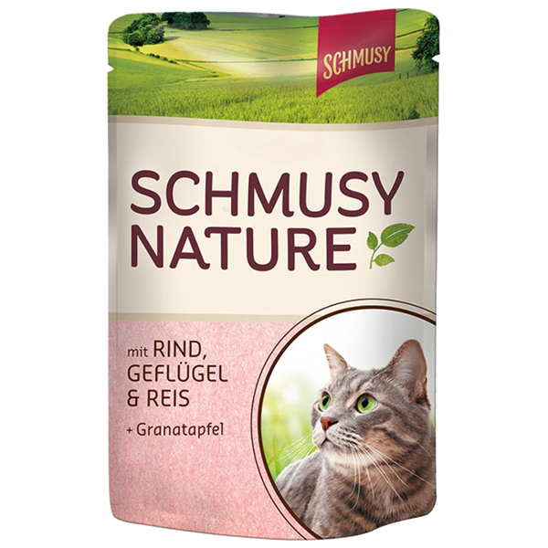 Schmusy Nature Adult - wołowina z drobiem, ryż z granatem